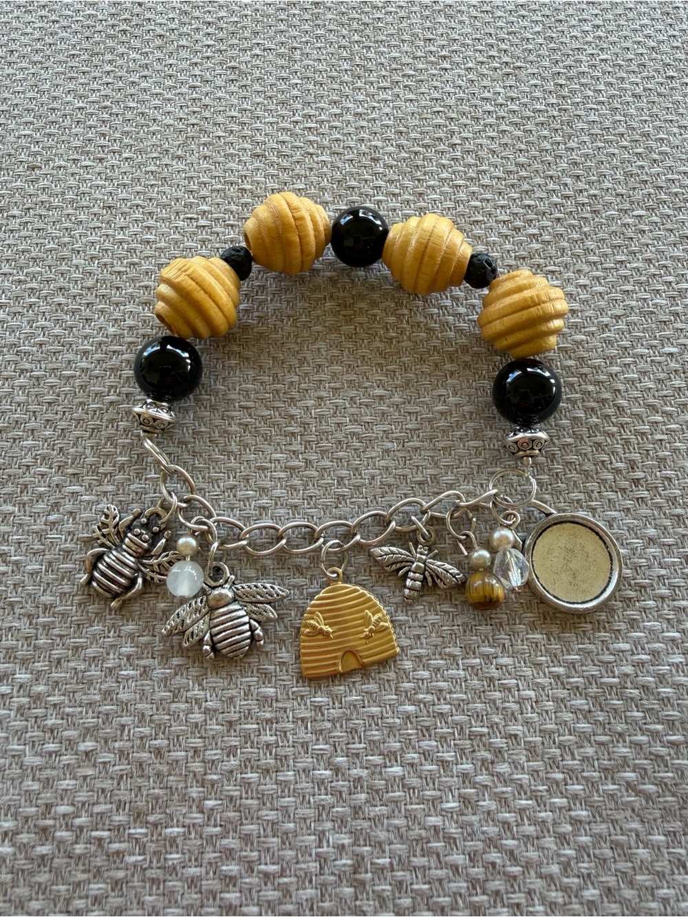 Yellow and Black Bee Charm Bracelet - Women's Jewelry